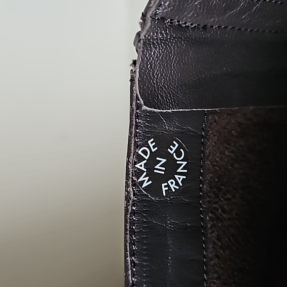 MEPHISTO: chocolate brown leather square toe buckle knee boots - Picture 6 of 7